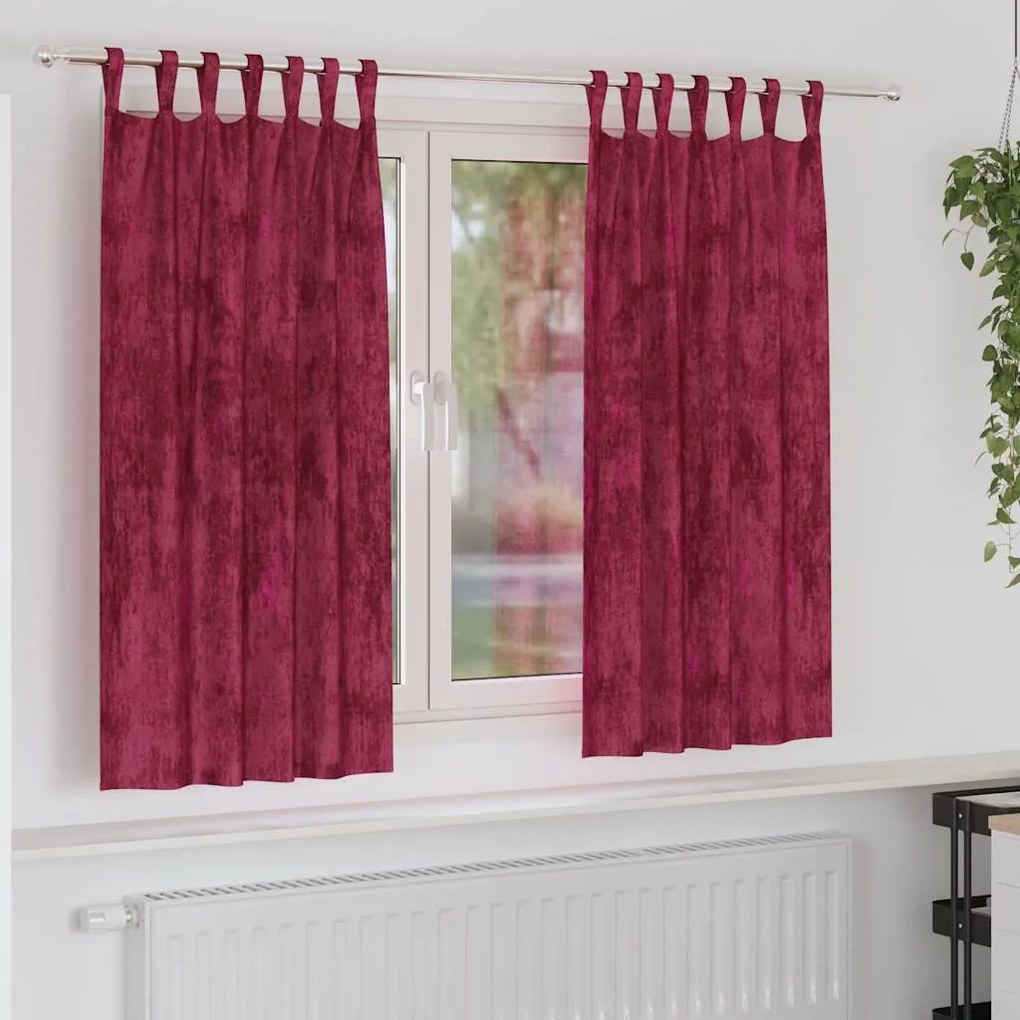 vidaXL Κουρτίνα με κουρτίνες 2 pcs Μπορντό 175 x 140 εκ. Βελούδο