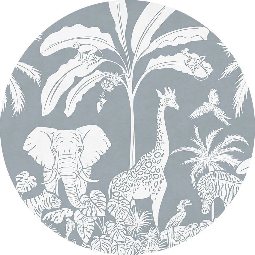Jungle Jive Ταπετσαρια Τοιχου Μπλε Στρογγυλη 80cm
