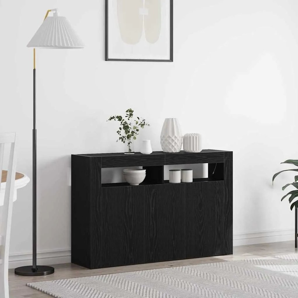 vidaXL Πλαϊνό γραφείο Μαύρη δρυς 116 x 30 x 75 εκ. Επεξεργασμένο ξύλο