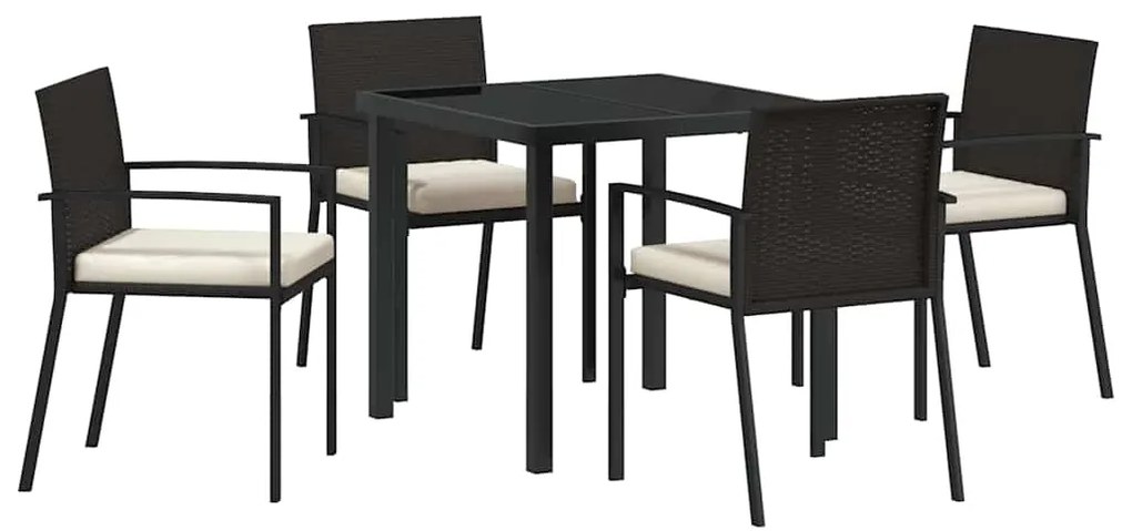 vidaXL Σέτ φαγητού για κήπο 5 pcs Μαύρο Πολυ ράταν