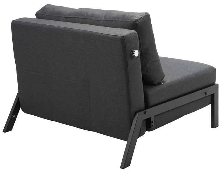 Πολυθρόνα-κρεβάτι Fancy ύφασμα σε ανθρακί απόχρωση και πόδι μαύρο μέταλλο 95x98x70εκ 95x98x70 εκ.