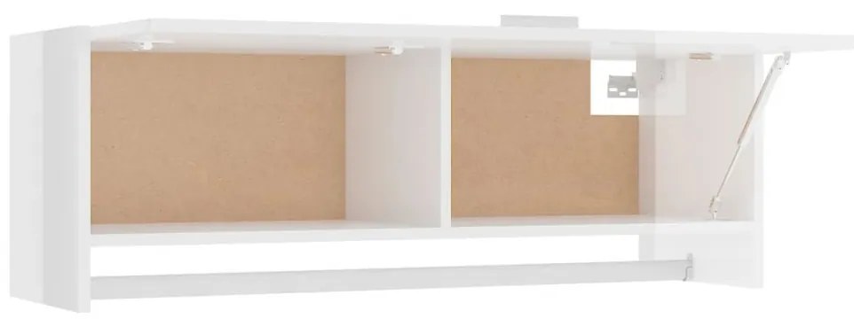 Ντουλάπα Γυαλιστερό Λευκό 100 x 32,5 x 35 εκ. από Επεξ. Ξύλο - Λευκό