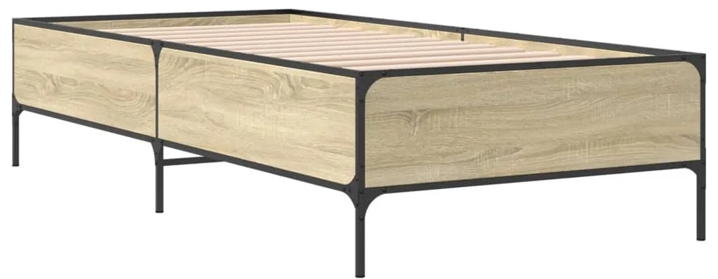 vidaXL Πλαίσιο Κρεβατιού Sonoma Δρυς 100x200 εκ. Επεξ. Ξύλο &amp; Μέταλλο