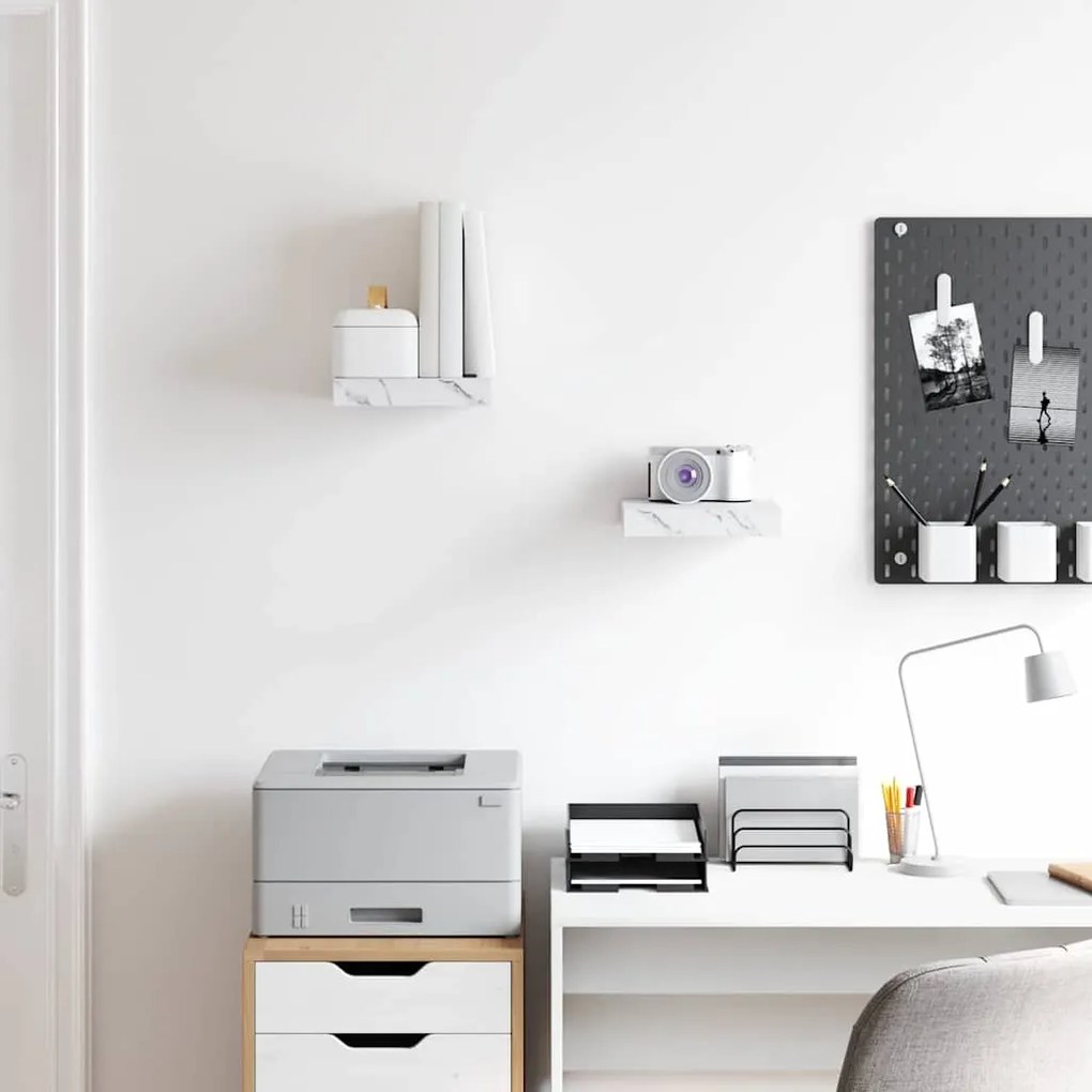 vidaXL Ράφι Τοίχου Επιτοίχιο 2 pcs Λευκό Μάρμαρο 23 x 23,5 x 4 εκ