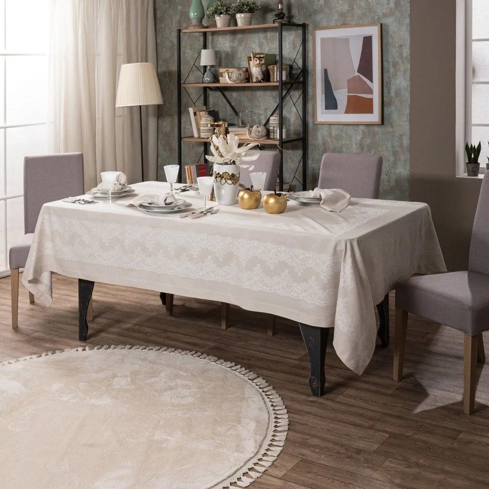 Τραπεζομάντηλο Rochelle 01 Ecru Teoran 155x230 160x230cm Cotton-Polyester