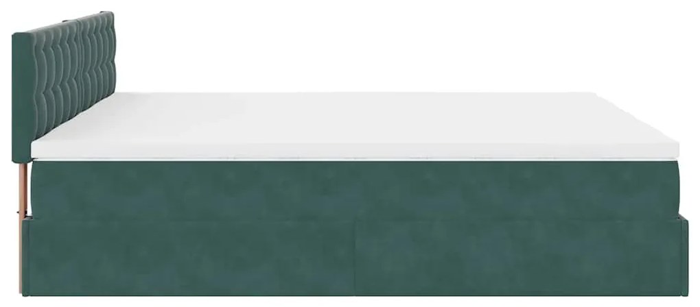Οθωμανικό κρεβάτι με στρώματα Σκούρο πράσινο 180x200cm Velvet - Πράσινο