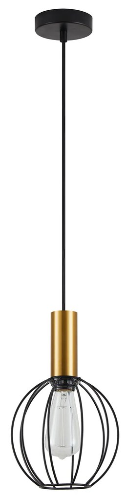SE21-GM-4-GR1 ADEPT TUBE Gold Matt Pendant Black Metal Grid+