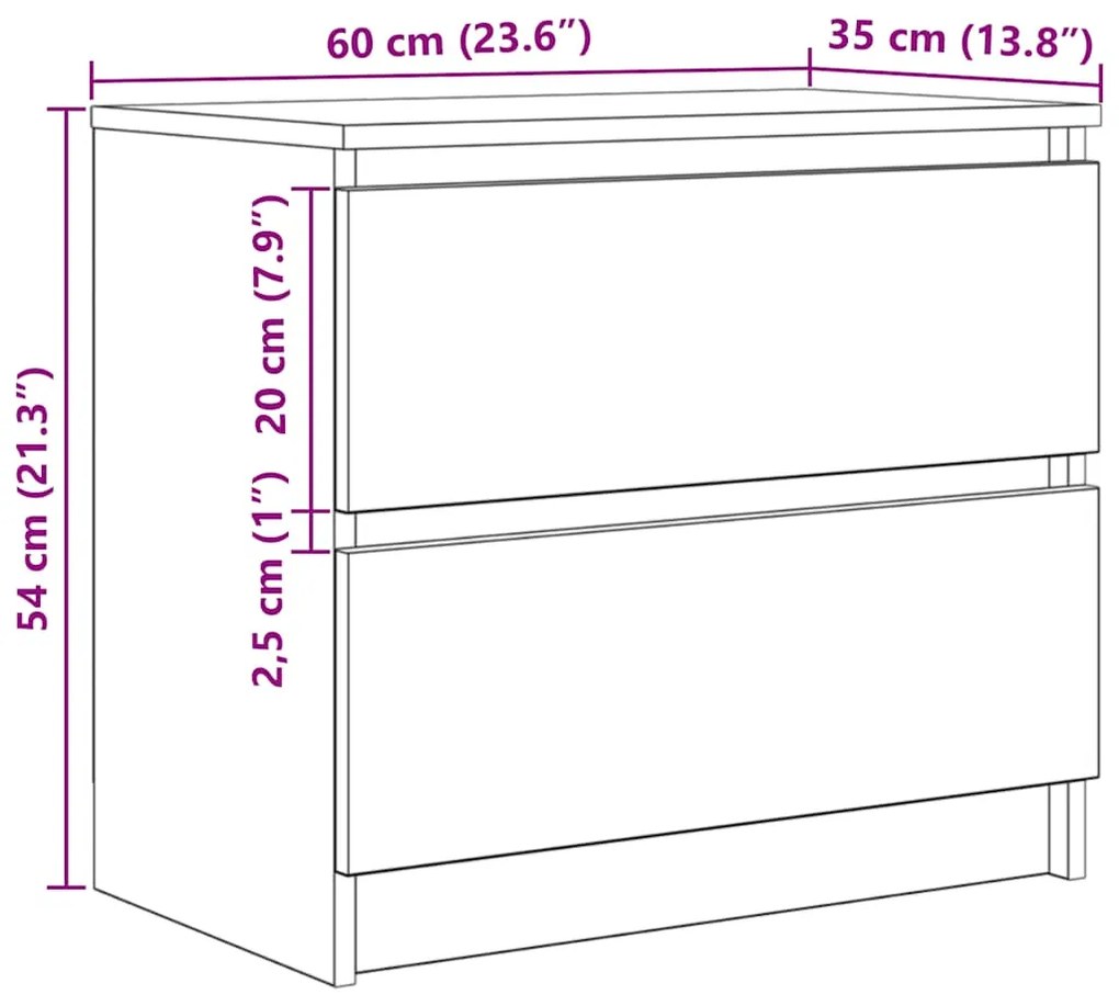 Έπιπλο Τηλεόρασης Αρτισιανή Δρυς 60x35x54 εκ από Επεξεργ. Ξύλο - Καφέ