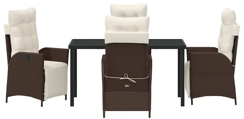 vidaXL Σέτ φαγητού για κήπο με μαξιλάρι 5 pcs Καφέ συνθετικό ρατάν