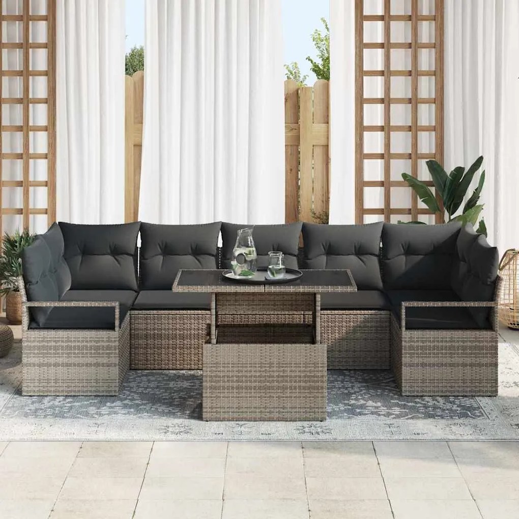vidaXL Σετ Καναπέ Κήπου με μαξιλάρι 8 pcs Γκρι 100 x 55 x 73 εκ