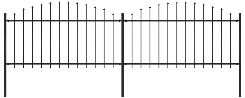 vidaXL Κάγκελα Περίφραξης με Λόγχες Μαύρα (1,25-1,5) x 3,4 μ. Ατσάλινα
