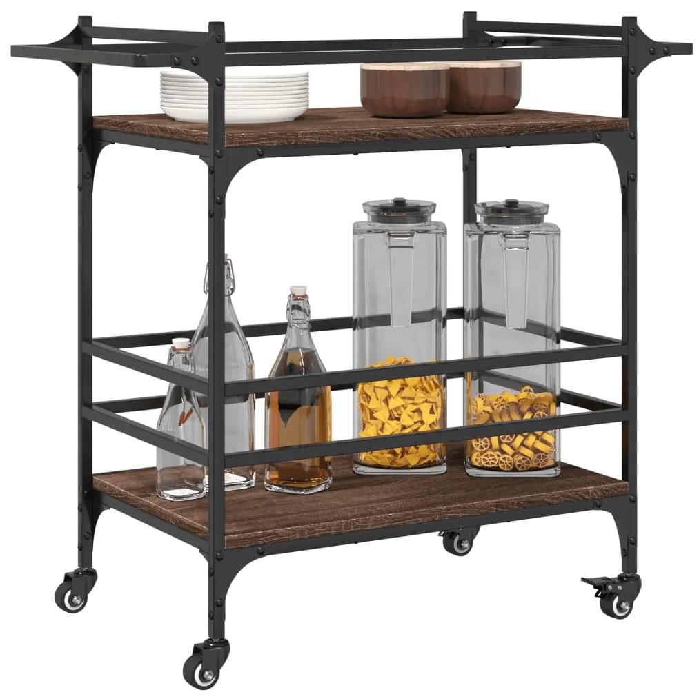 vidaXL Τρόλεϊ Κουζίνας Καφέ Δρυς 82x40x78,5 εκ. από Επεξεργασμένο Ξύλο