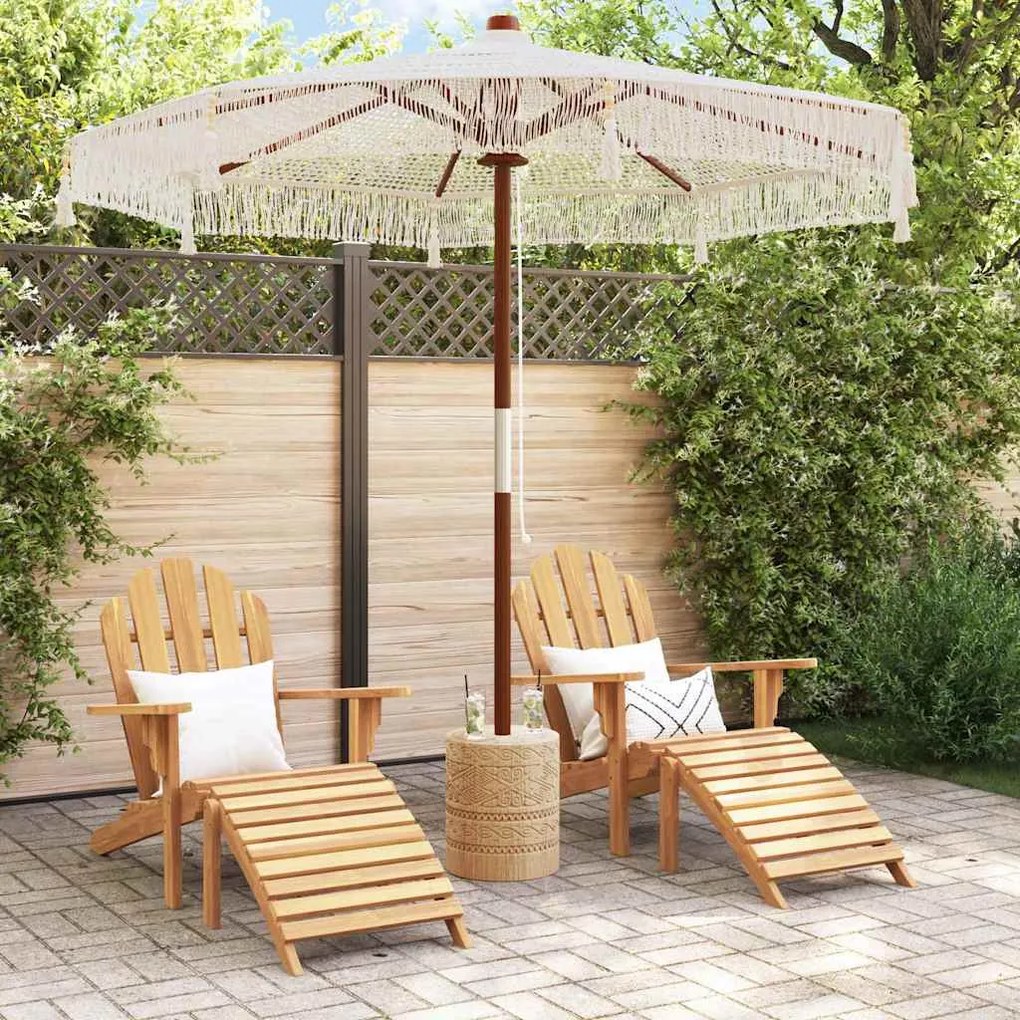 vidaXL Ομπρέλα ηλίου Κρεμ (250-255) x 250 εκ Βαμβάκι και συμπαγές ξύλο