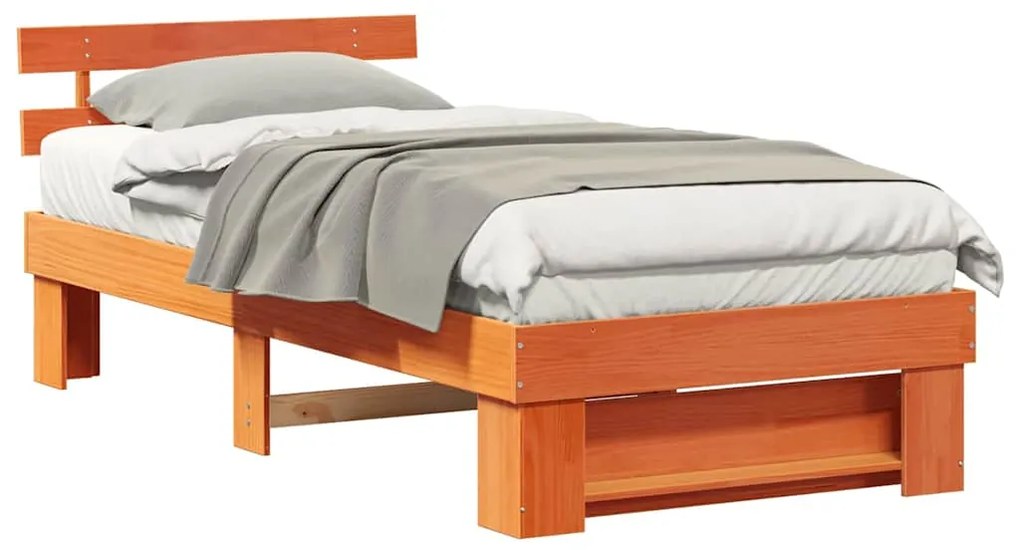 vidaXL Σκελετός Κρεβατιού Κερωτό καφέ 90 x 190 cm Στερεά ξυλεία πεύκου