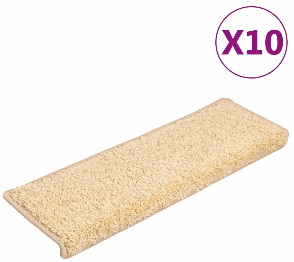 vidaXL Πατάκια Σκαλιών 10 τεμ. Λευκό 65x21x4 εκ. με Ορθογώνια Άκρη