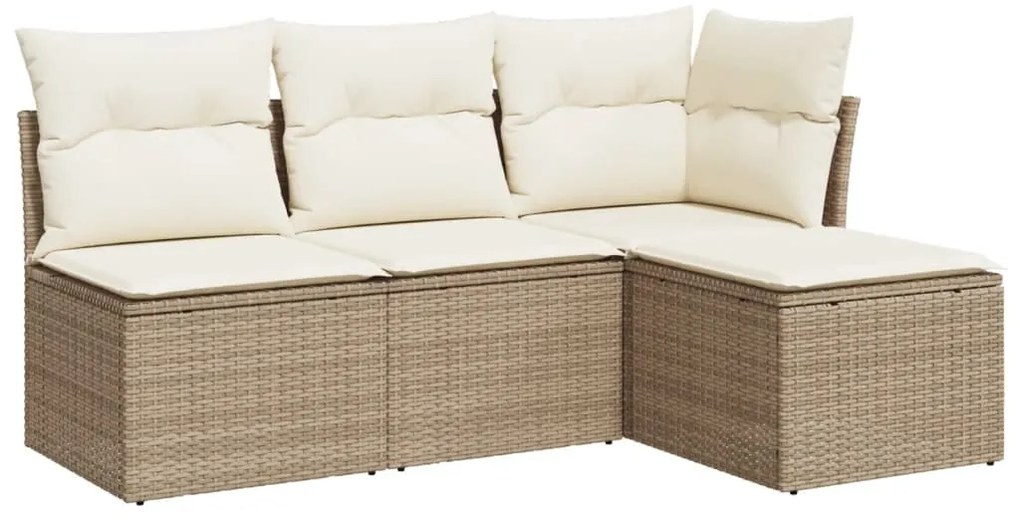 vidaXL Σετ Καναπέ Κήπου 4 τεμ. Μπεζ Συνθετικό Ρατάν με Μαξιλάρια