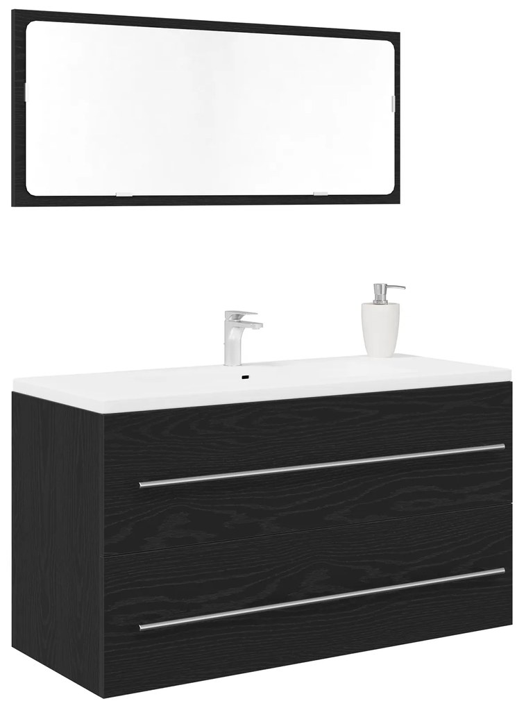 vidaXL Ντουλάπα με Καθρέφτη Μαύρη Βελανιδιά 90x45x1,5 εκ. Κατασκευασμένο Ξύλο