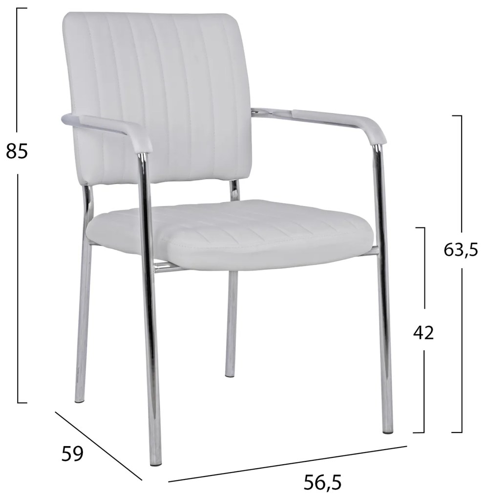 ΚΑΡΕΚΛΑ QUESTA ΜΕ ΜΠΡΑΤΣΑ HM1070.02 ΛΕΥΚΗ 56,5x59x85 cm - HM1070.02