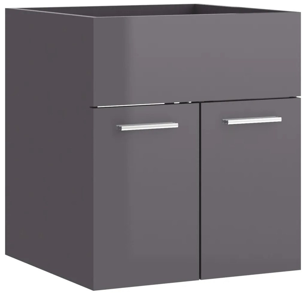 vidaXL Ντουλάπι Νιπτήρα Γυαλιστερό Γκρι 41x38,5x46 εκ. από Επεξ. Ξύλο