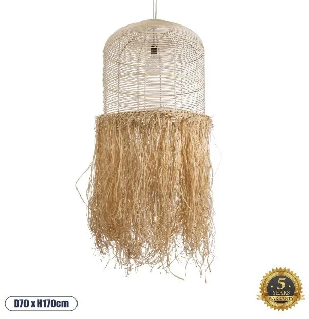 Boho Κρεμαστό Φωτιστικό Οροφής Μονόφωτο 02163 GloboStar-2163-Μπεζ 02163