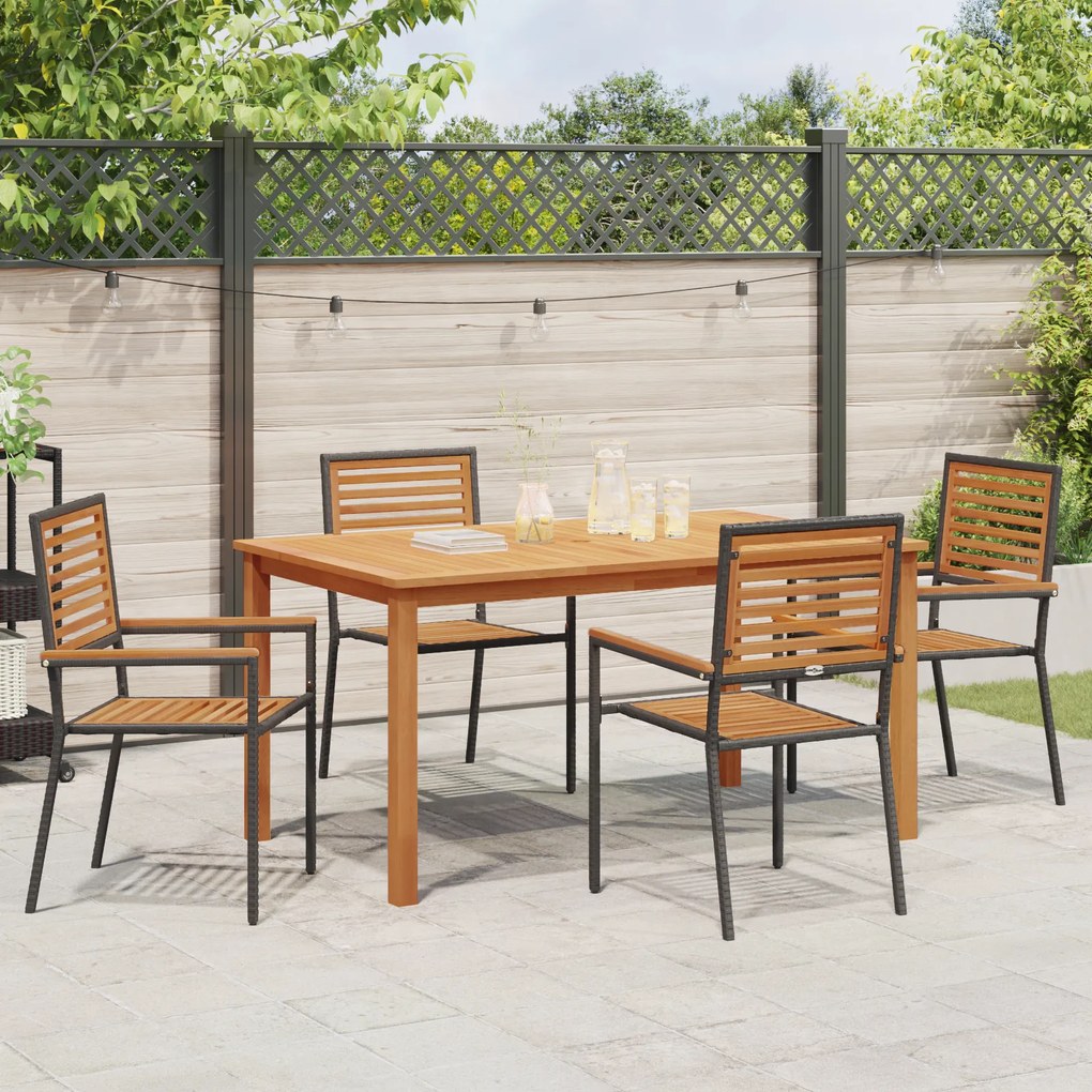 vidaXL Σετ Τραπεζαρίας Κήπου 5 pcs Μαύρο 150 x 90 x 74 cm
