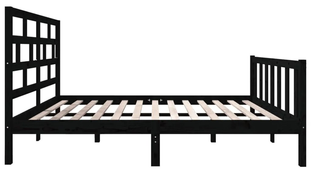 vidaXL Πλαίσιο Κρεβατιού Μαύρο 135 x 190 εκ. Μασίφ Ξύλο Πεύκου Double