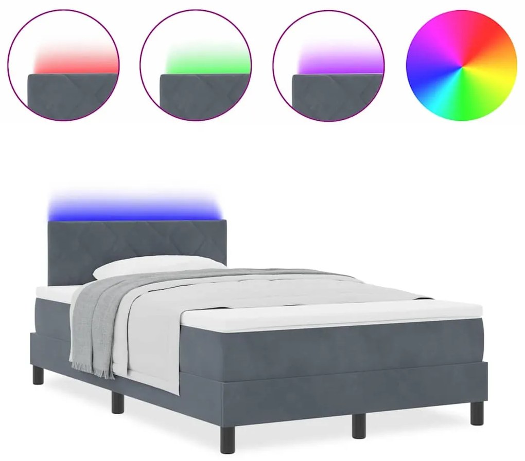 vidaXL Κρεβάτι με ελατήρια Σκούρο γκρι 120 x 200 cm Βελούδο