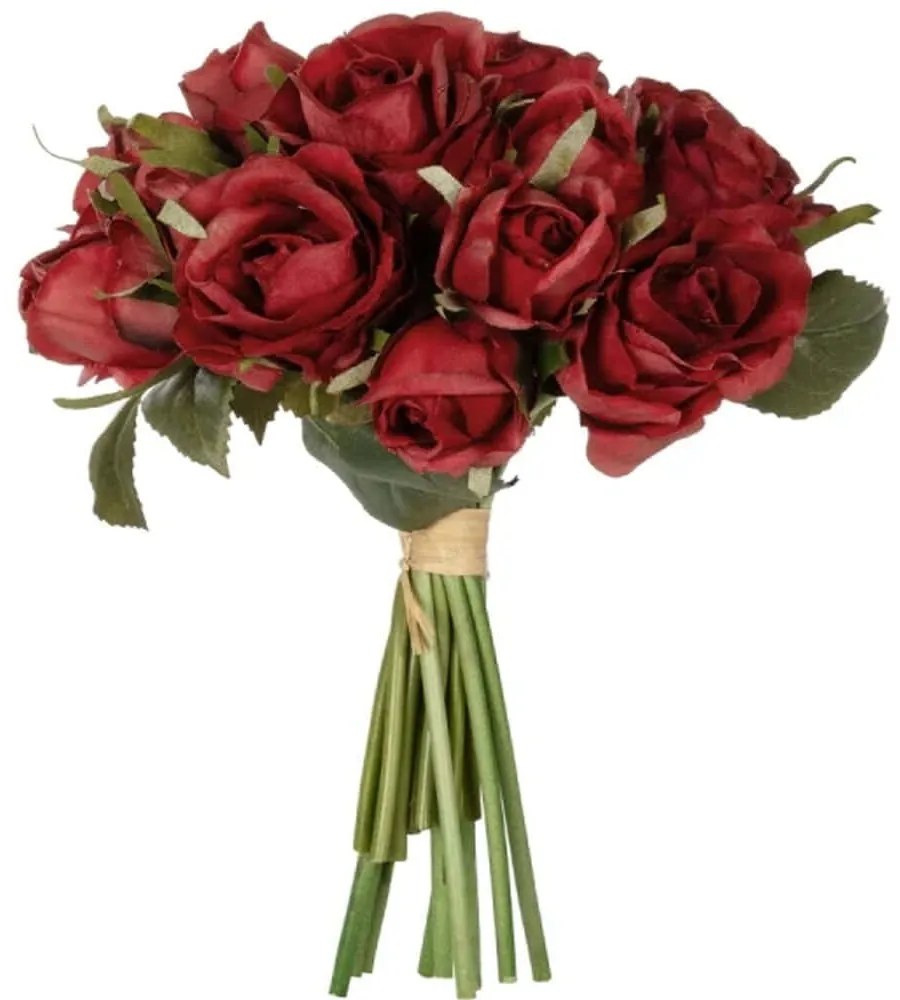 Τεχνητό Μπουκέτο Rose 21307 24cm Red GloboStar Ύφασμα