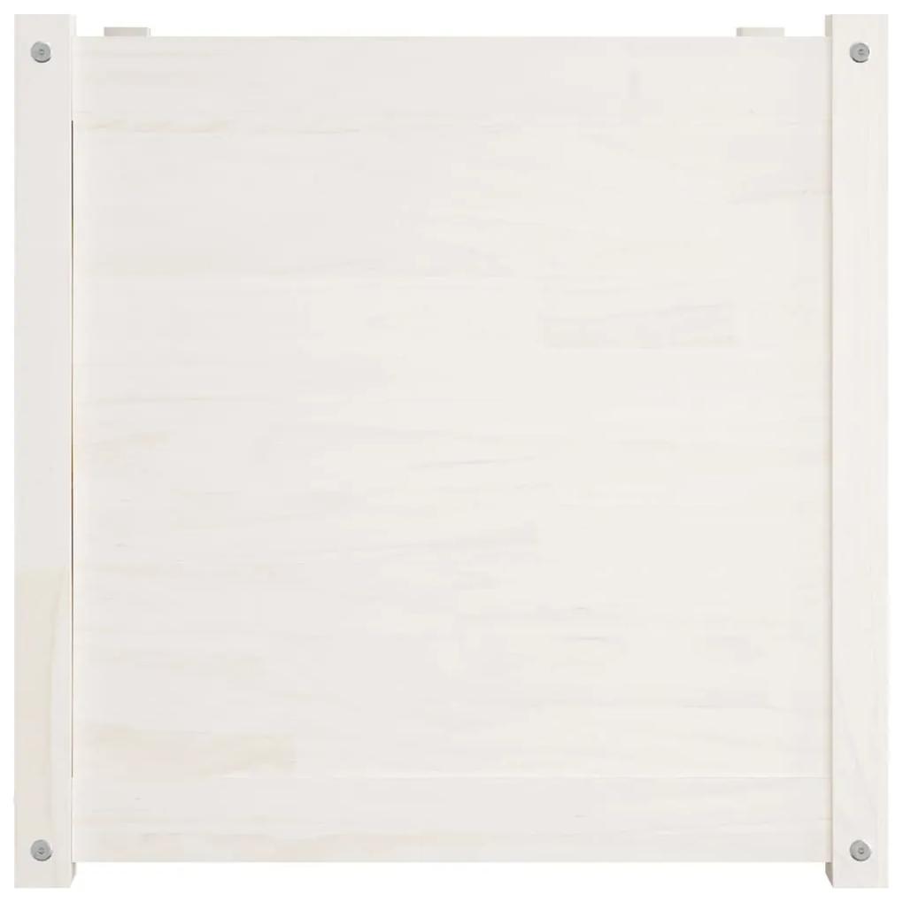 Ζαρντινιέρες 2 τεμ. Λευκό 60 x 60 x 60 εκ από Μασίφ Ξύλο Πεύκου - Λευκό