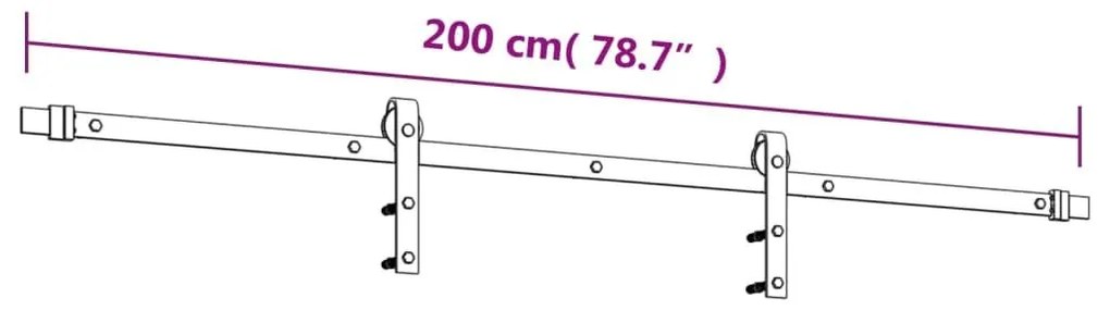 Συρόμενη Μεσόπορτα με Μηχανισμό 90 x 210 εκ. Μασίφ Ξύλο Πεύκου - Καφέ