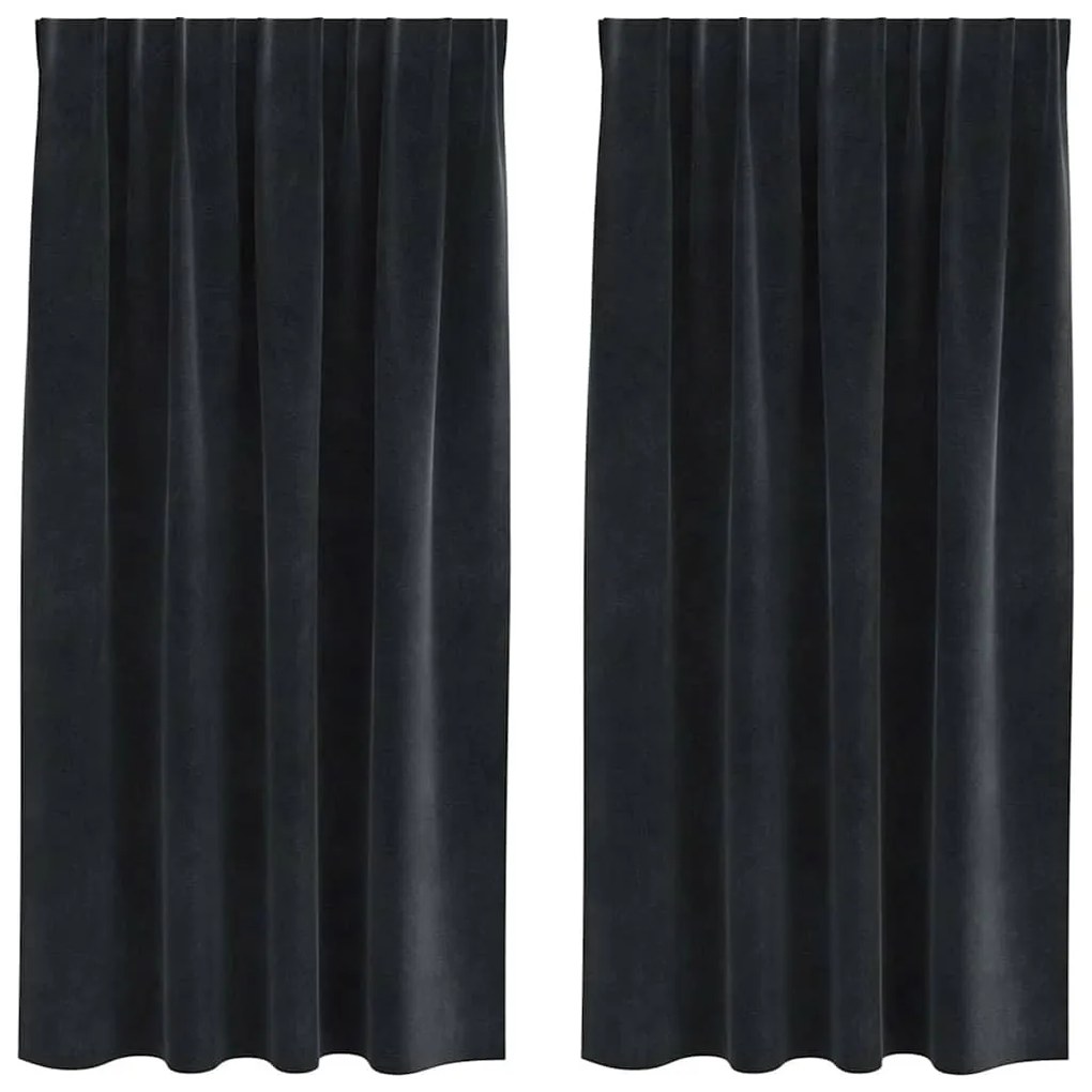 vidaXL Κουρτίνες με κουρτίνες 2 pcs Μαύρο 140 x 175 cm Βελούδο