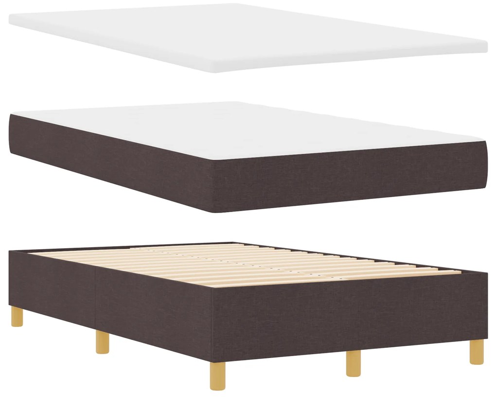 vidaXL Κρεβάτι Box Spring με Στρώμα & Πάγκο Σκούρο Καφέ 120x200 εκ. Υφάσματος