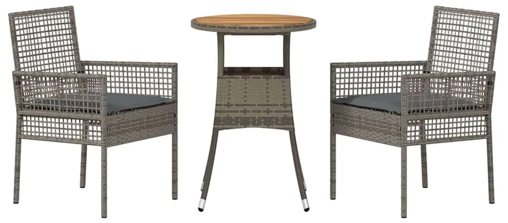 vidaXL Σέτ φαγητού για κήπο 3 pcs Γκρι συνθετικό ρατάν