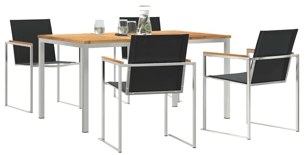 vidaXL Σέτ φαγητού για κήπο 5 pcs Καφέ Στερεό Ξύλο Τίκ