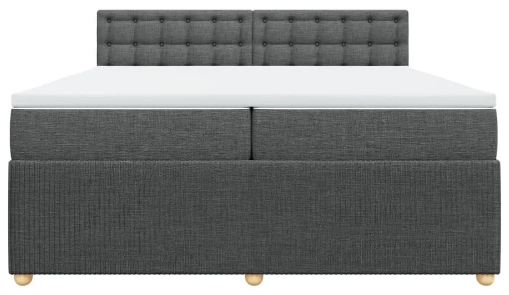 Κρεβάτι Boxspring με Στρώμα Σκούρο Γκρι 200x200 εκ. Υφασμάτινο - Γκρι