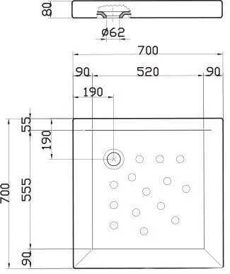 Ντουζιέρα SANITANA Anabela τετράγωνη-70 x 70 εκ.