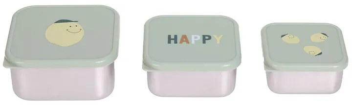Laessig Snackbox set 3τμχ inox Happy Fruits Lemon