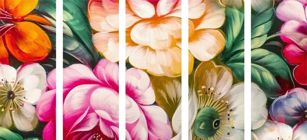 Εικόνα 5 μερών ιμπρεσιονιστικός κόσμος των λουλουδιών - 100x50