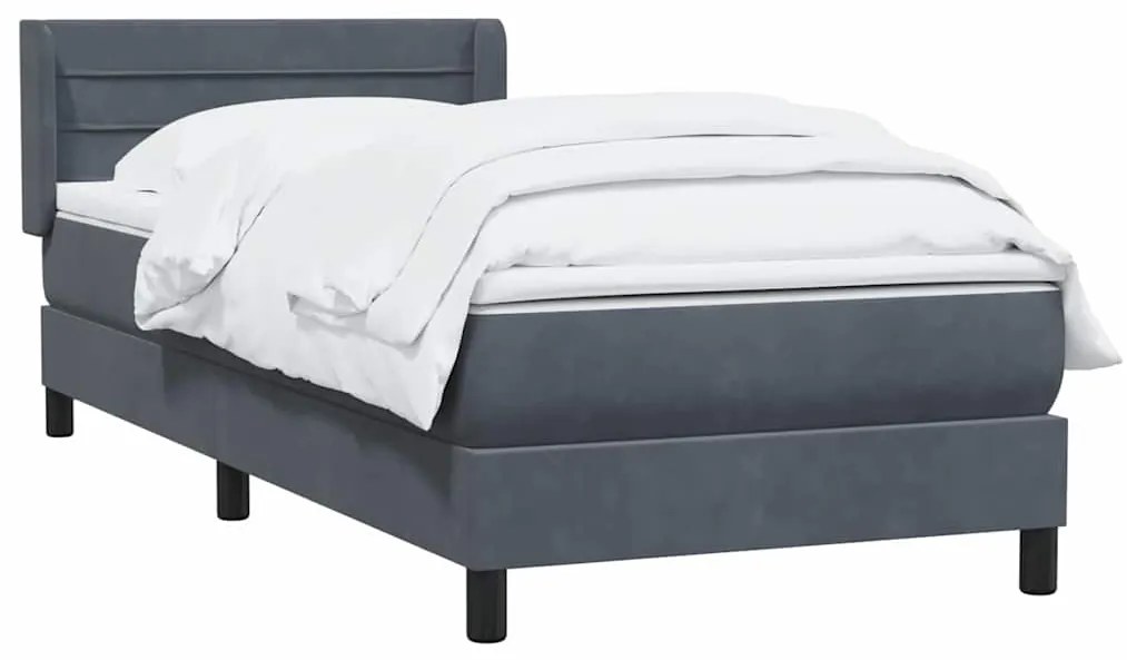 Κρεβάτι Boxspring με Στρώμα Σκούρο Γκρι 90x220 εκ. Βελούδινο 3318226