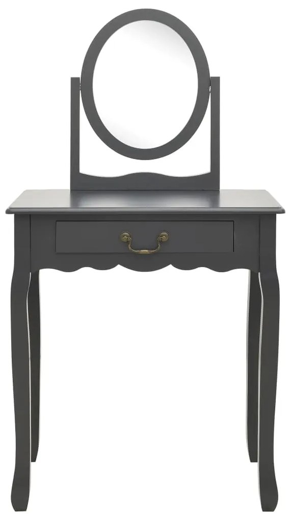 vidaXL Μπουντουάρ με Σκαμπό Γκρι 65x36x128 εκ. Ξύλο Παυλώνιας / MDF