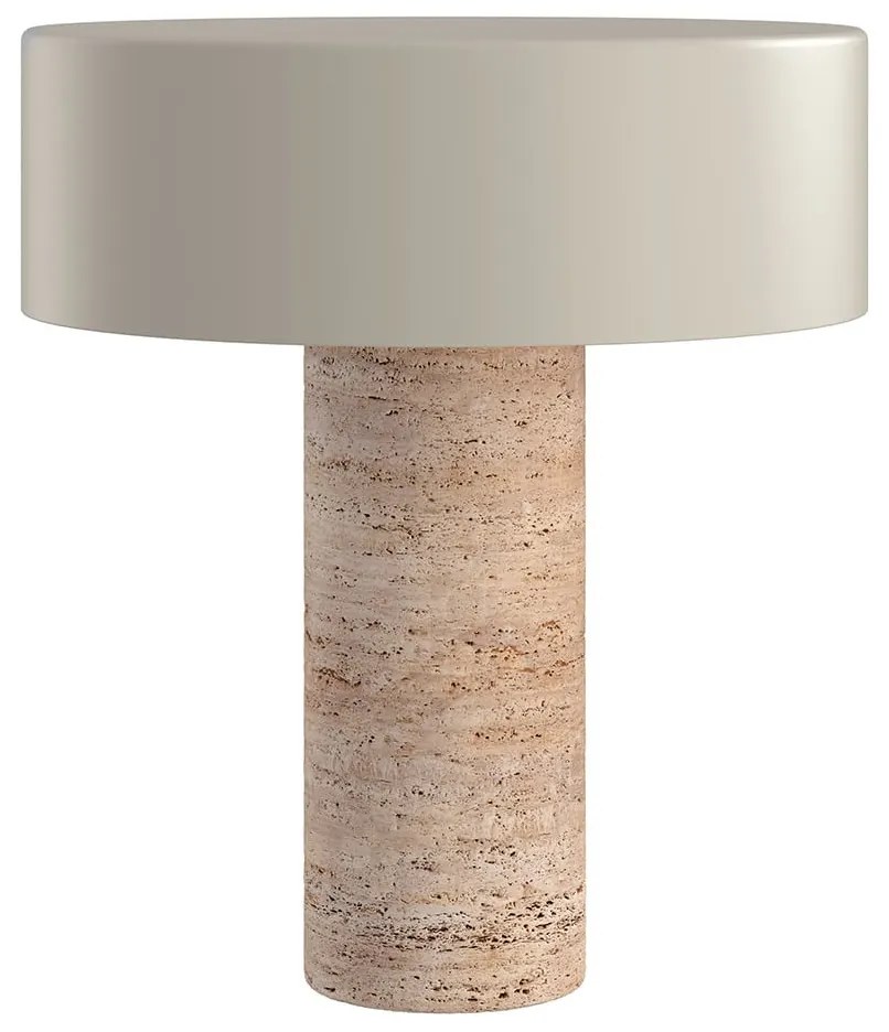 Table Lamp DOME DECO Με Βάση Από Τραβερτίνη Και Μεταλλικό Καπέλο LI2-C3-00M1