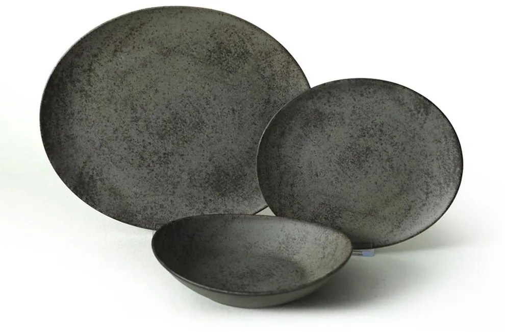 Σερβίτσιο Πιάτα Φαγητού (Σετ 18Τμχ) 275KRM2491 Anthracite Hermia 18 τμχ Ceramic