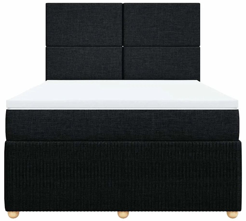 vidaXL Κρεβάτι Boxspring με Στρώμα Μαύρο 160x200 εκ. Υφασμάτινο