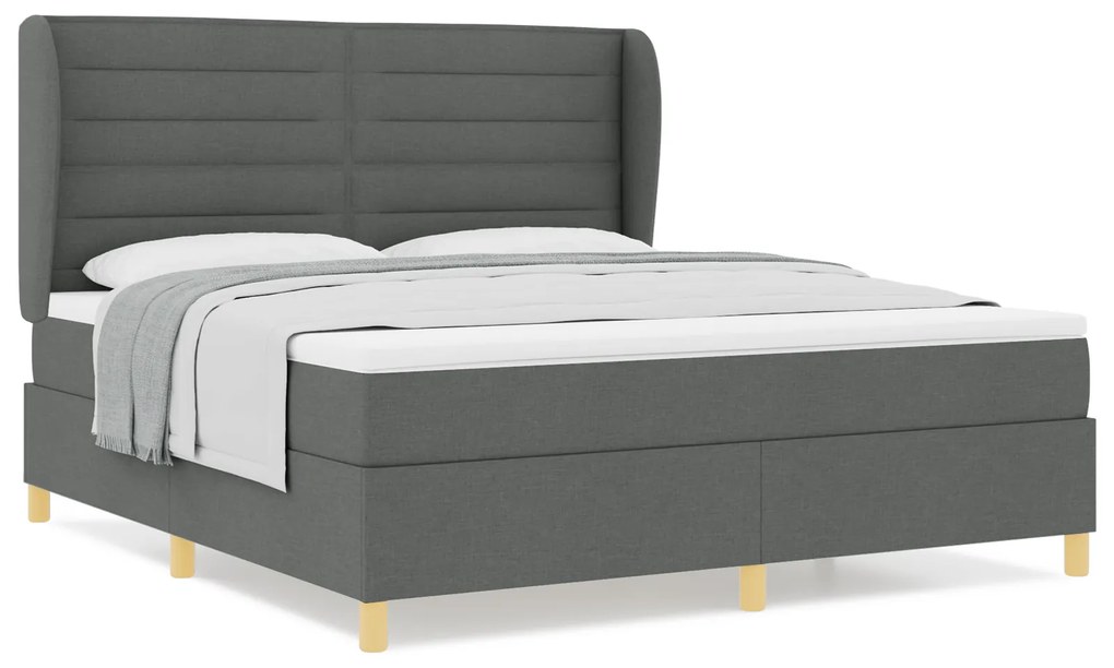 vidaXL Κρεβάτι Box Spring με Στρώμα σε Σκούρο Γκρι, 180x200 εκ Ύφασμα