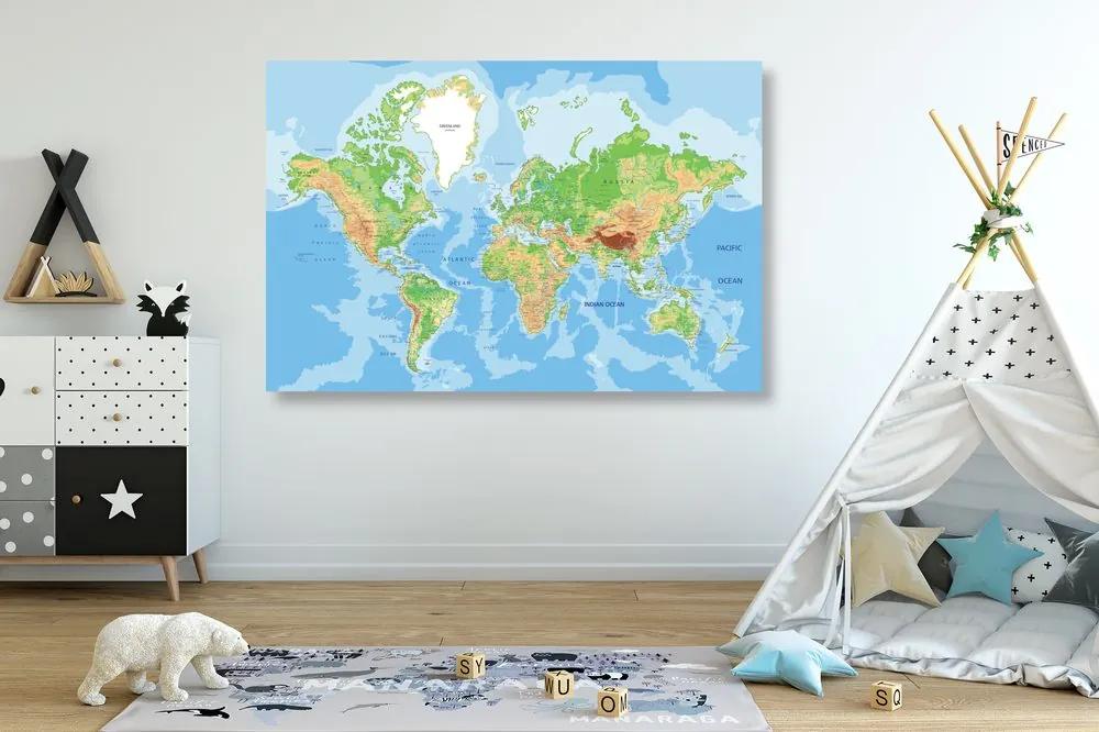 Εικόνα σε έναν κλασικό παγκόσμιο χάρτη από φελλό - 120x80  smiley