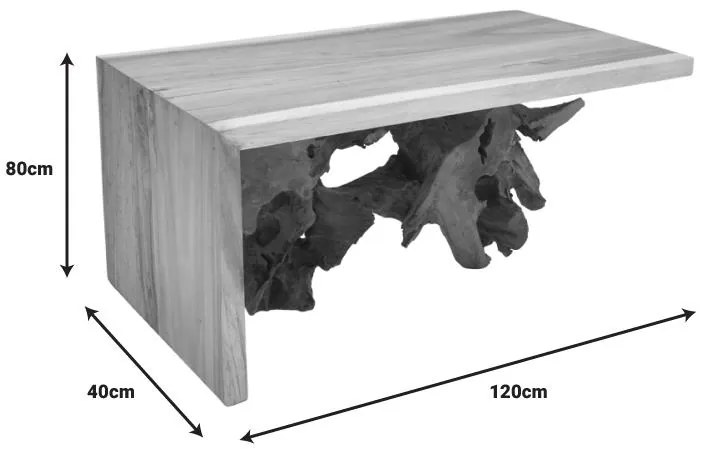 Τραπέζι σαλονιού Cardi Inart καρυδί teak ξύλο 110x60x50εκ 110x60x50 εκ.