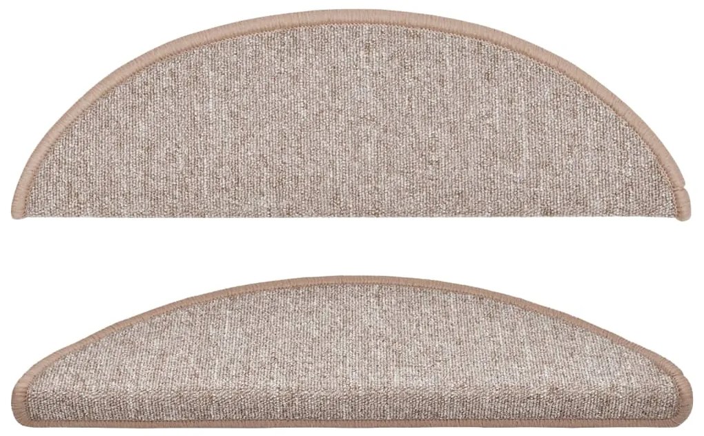 vidaXL Πατάκια Σκαλιών 15 τεμ. Ανοιχτό Καφέ Ημίκυκλα 56x17x3 εκ.