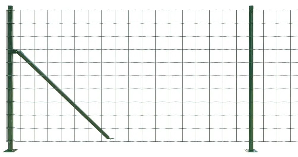 vidaXL Συρματόπλεγμα Περίφραξης Πράσινο 1 x 25 μ. με Βάσεις Φλάντζα