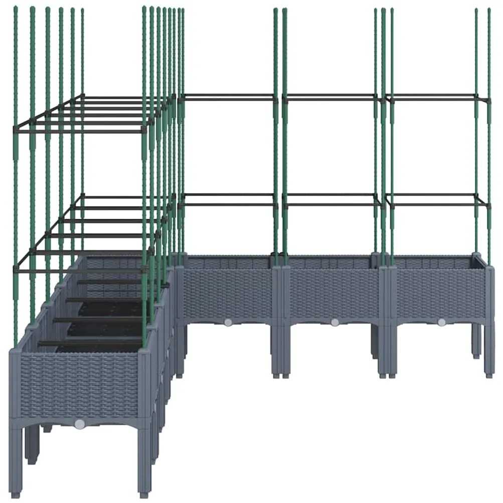 vidaXL Ζαρντινιέρα Κήπου με Καφασωτό Γκρι 200x160x142,5 εκ. από PP