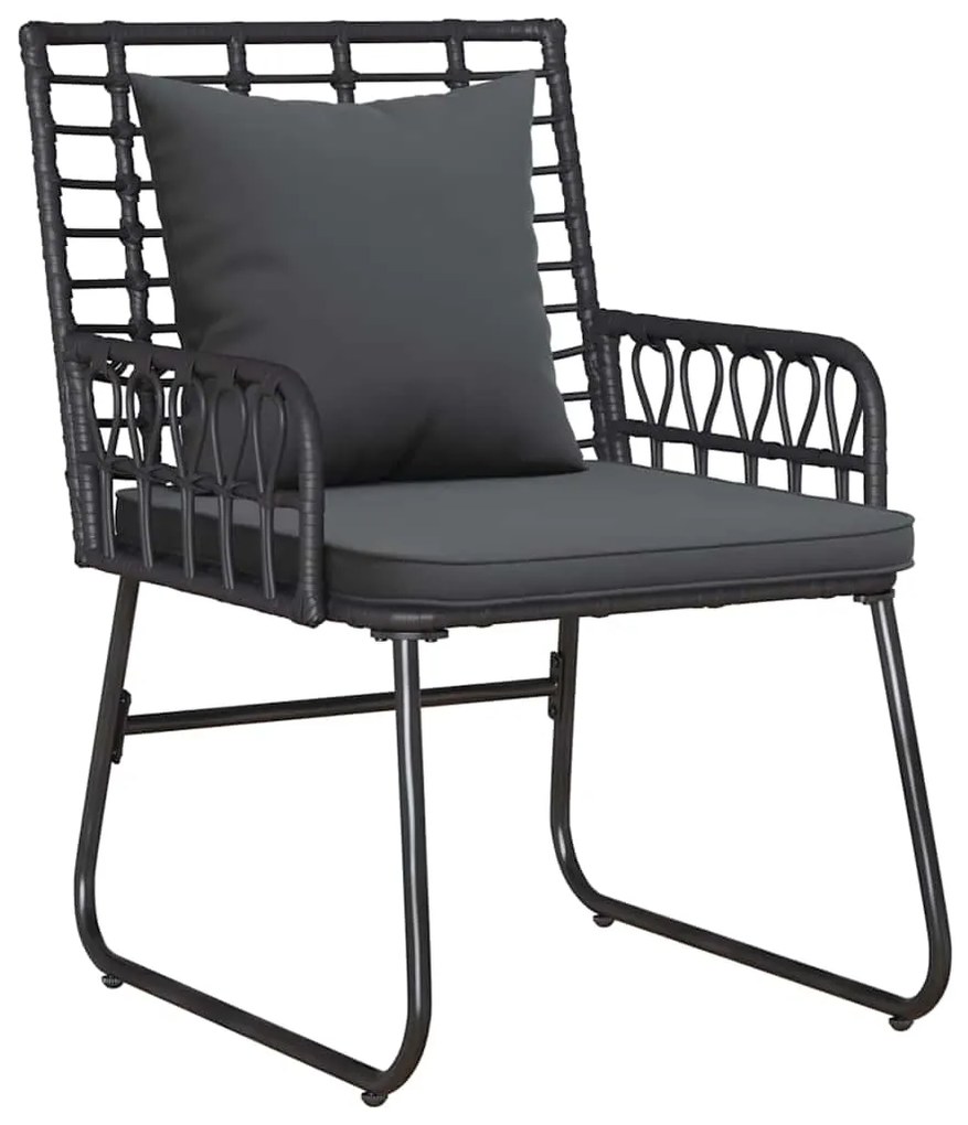 vidaXL Σέτ φαγητού για κήπο 3 pcs Μαύρο και Ανθρακί συνθετικό ρατάν